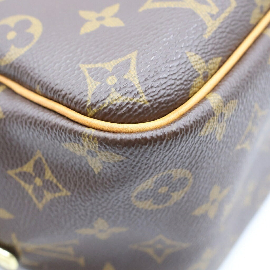 LOUIS VUITTON(ルイヴィトン) モノグラム ドーヴィル ハンドバッグ ブラウン レザー×PVC M47270 ゴールド金具