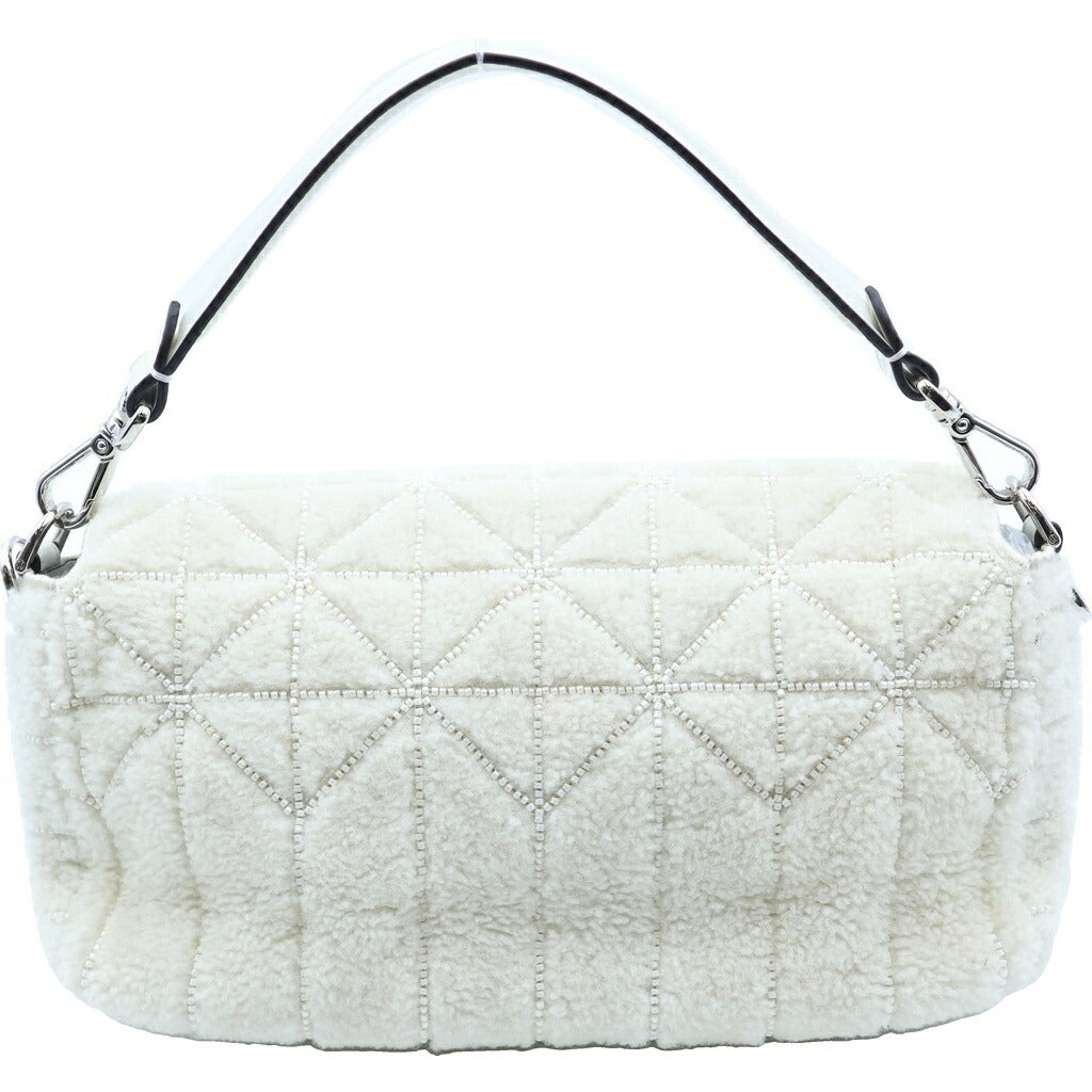 FENDI(フェンディ) マンマバケット ワンショルダーバッグ ビーズ ボア アイボリー 8BR706 シルバー金具
