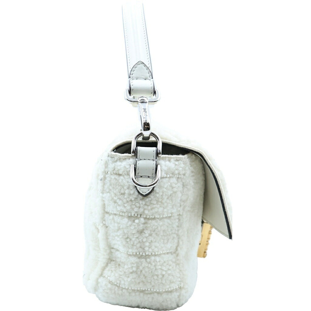 FENDI(フェンディ) マンマバケット ワンショルダーバッグ ビーズ ボア アイボリー 8BR706 シルバー金具