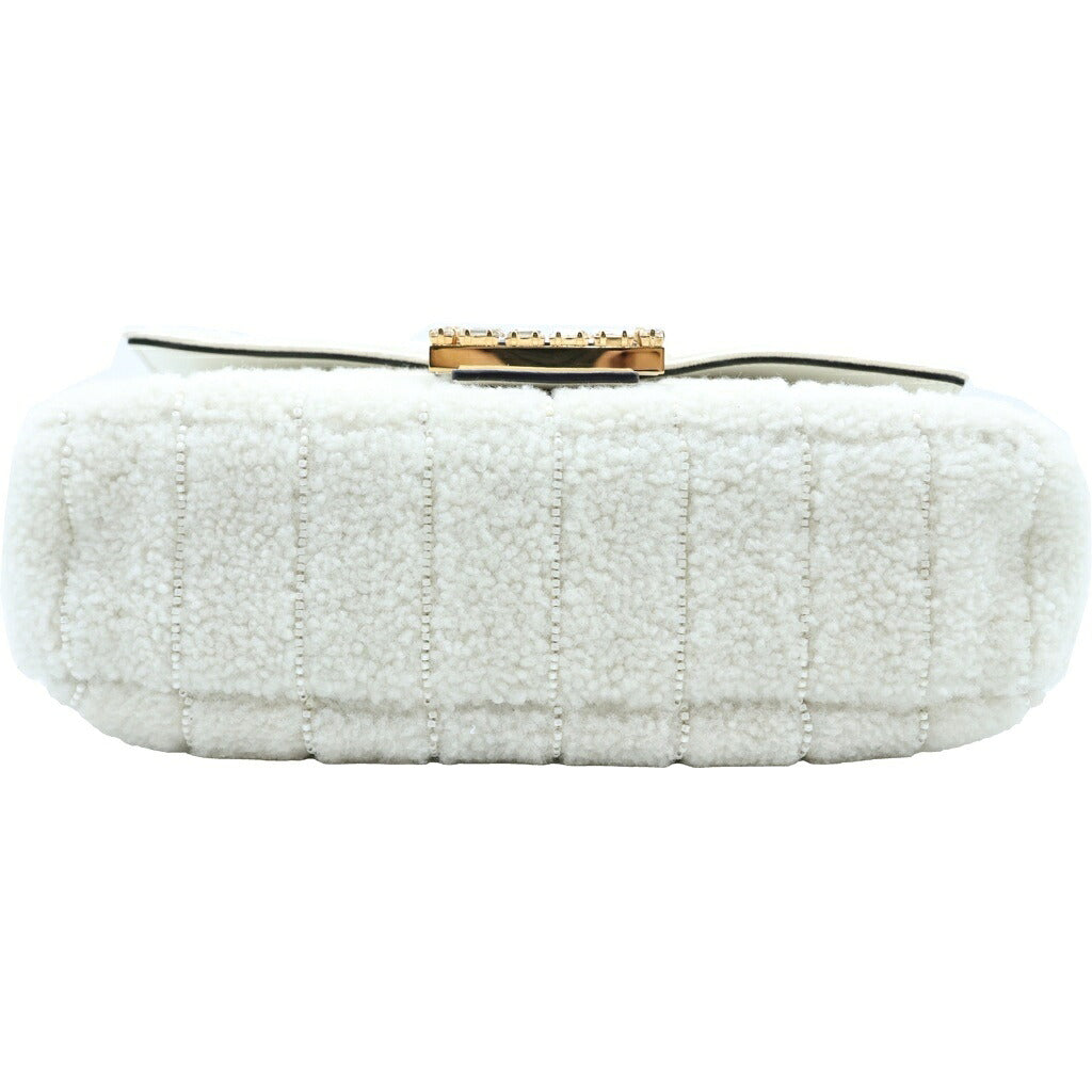 FENDI(フェンディ) マンマバケット ワンショルダーバッグ ビーズ ボア アイボリー 8BR706 シルバー金具