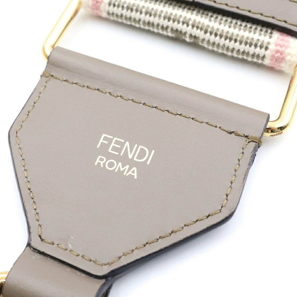 FENDI(フェンディ) ストラップ ユー ショルダーストラップ キャンバス ブラウン/ホワイト/ピンク