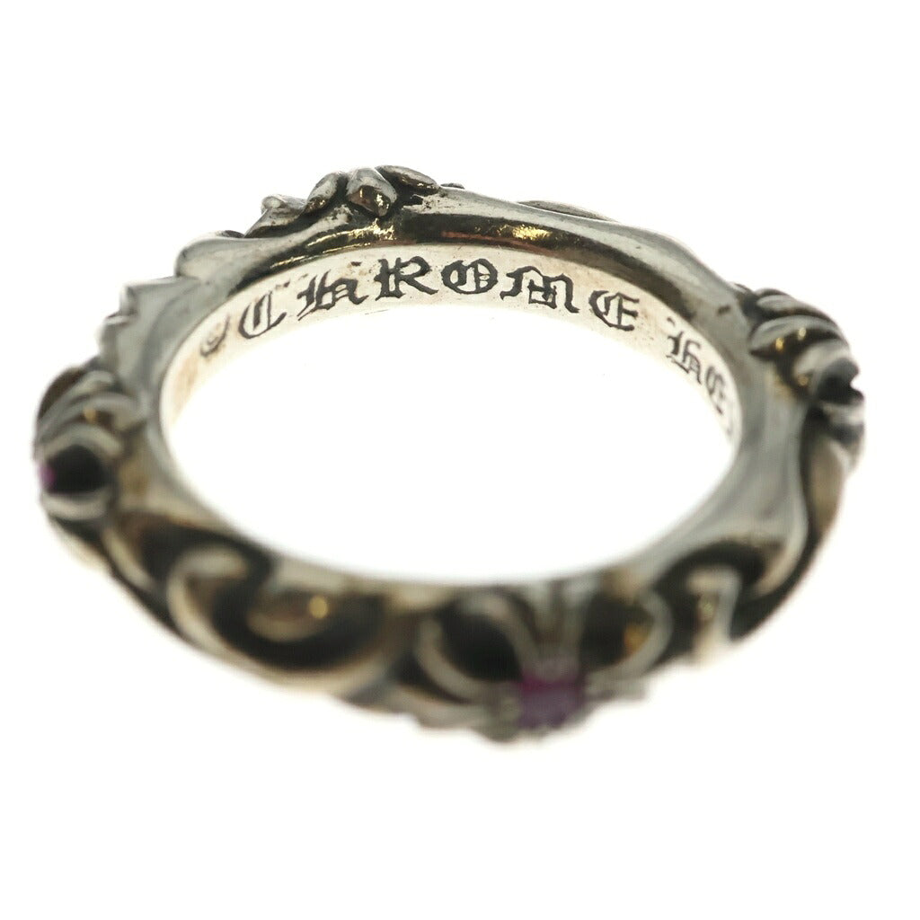 CHROME HEARTS(クロムハーツ) CROSS BAND P/SAP クロスバンド ピンクサファイア リング シルバー