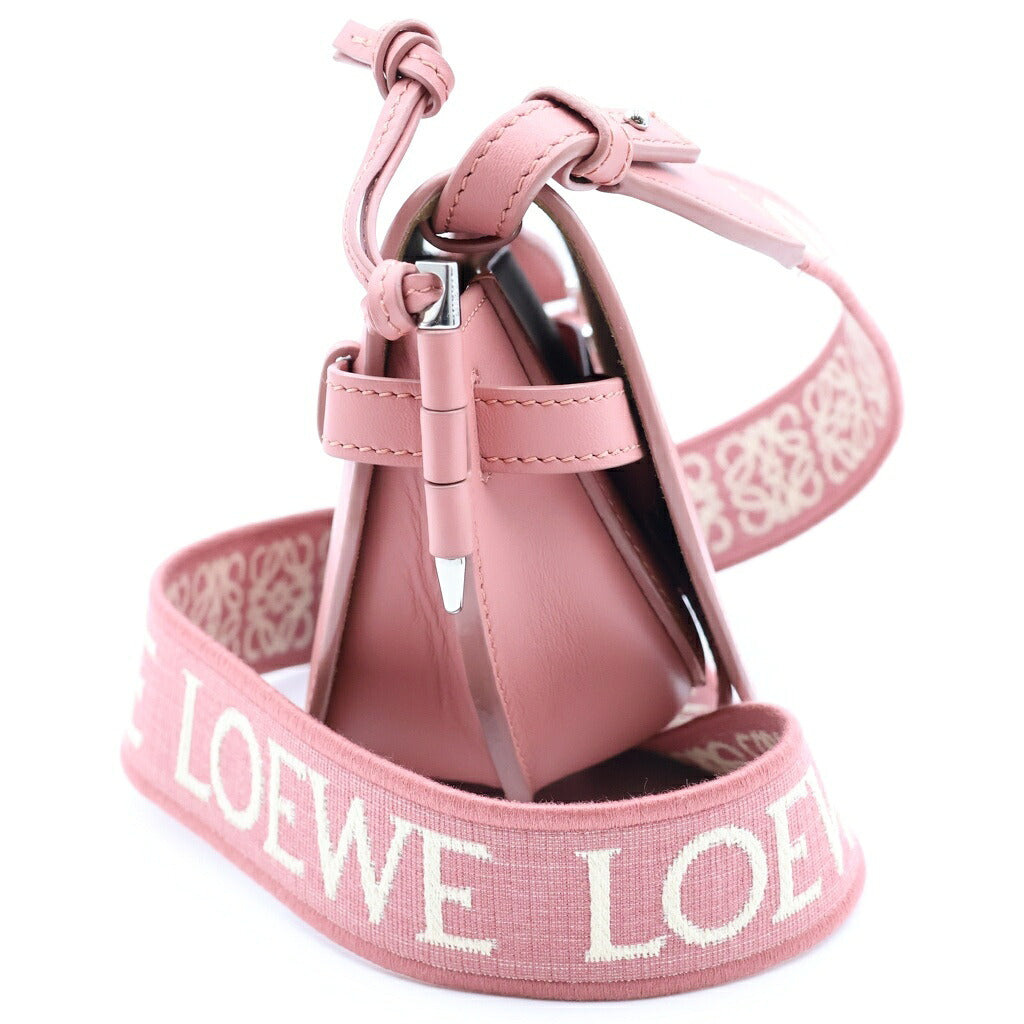 LOEWE(ロエベ) ゲートデュアル ショルダーバッグ ミニ ピーチブルームピンク レザー シルバー金具