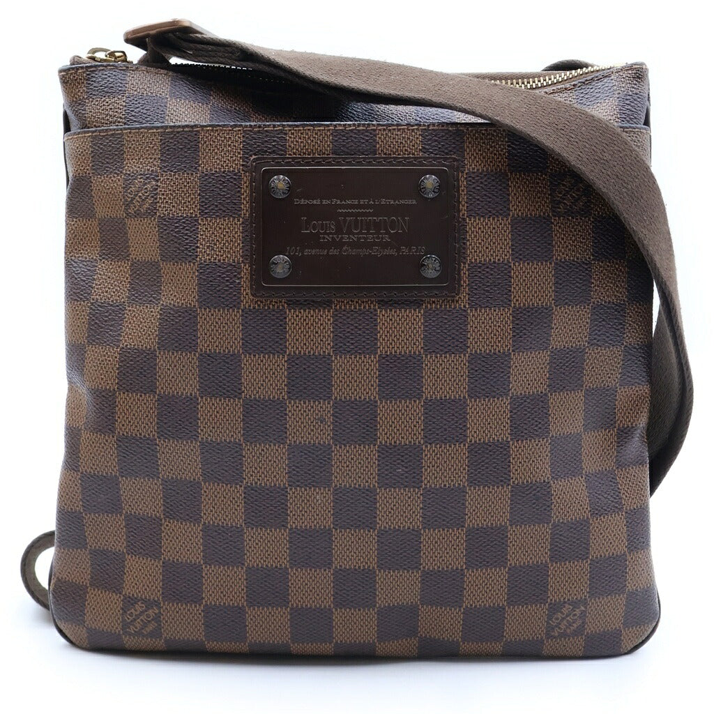 LOUIS VUITTON(ルイヴィトン) ダミエ ポシェット・プラット・ブルックリン ショルダーバッグ ブラウン PVC N41100 ブラウン金具