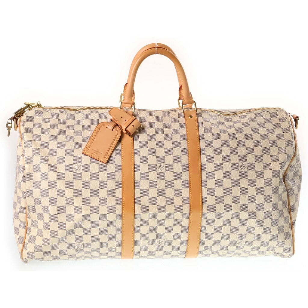 LOUIS VUITTON(ルイヴィトン) ダミエアズール キーポルバンドリエール55 トラベルバッグ ボストンバッグ ハンドバッグ ショルダーバッグ アイボリー レザー×PVC N41429 ゴールド金具
