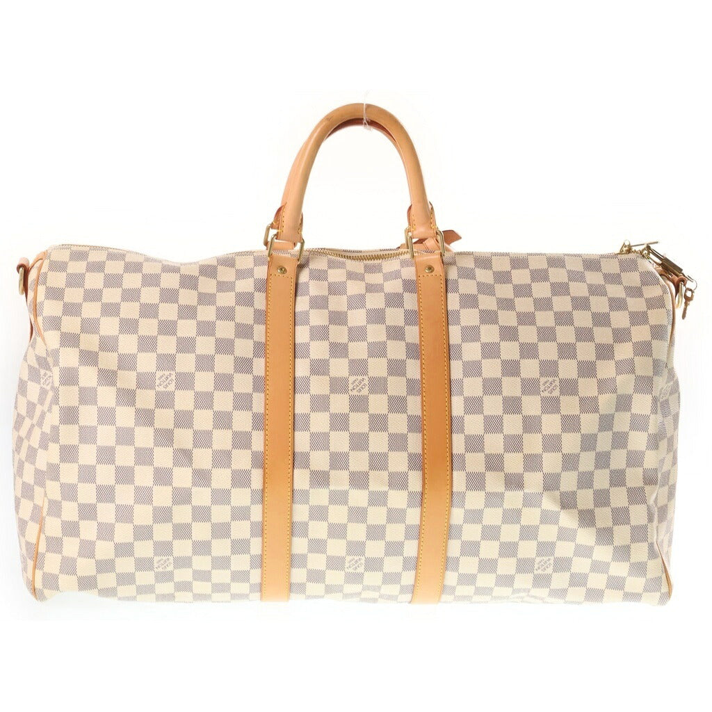 LOUIS VUITTON(ルイヴィトン) ダミエアズール キーポルバンドリエール55 トラベルバッグ ボストンバッグ ハンドバッグ ショルダーバッグ アイボリー レザー×PVC N41429 ゴールド金具
