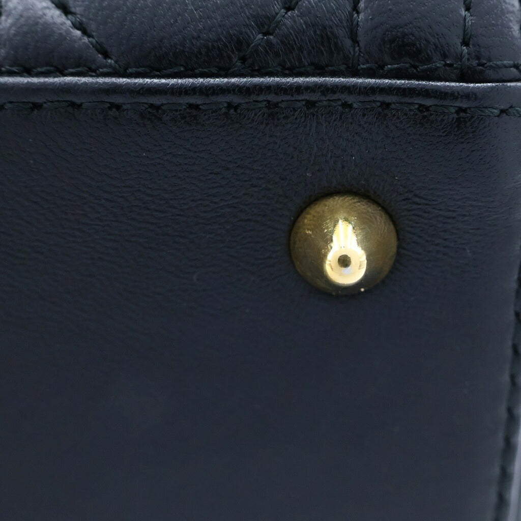Christian Dior(クリスチャンディオール) レディーディオール ミディアム ハンドバッグ ショルダーバッグ 2way ゴールド金具 カナージュ ブラック