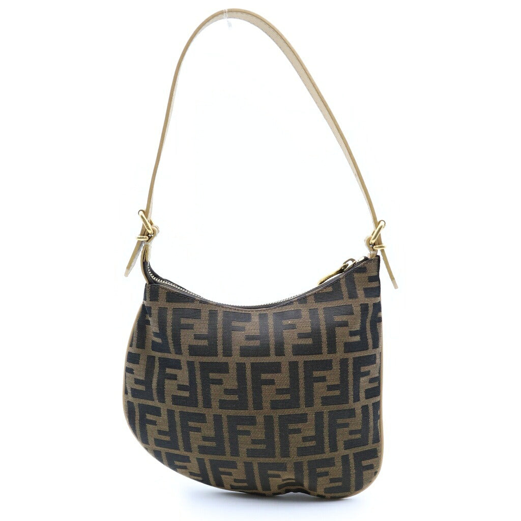 FENDI(フェンディ) ズッカ オイスター ワンショルダーバッグ ハンドバッグ ブラウン×ベージュ キャンバス×レザー 8BR248