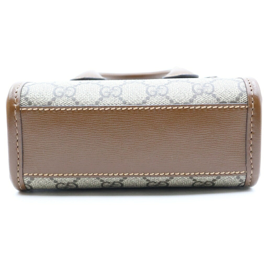 GUCCI(グッチ) インターロッキングG 2WAYハンドバッグ ショルダーバッグ ブラウン×ベージュ レザー×PVC 671623 ゴールド金具