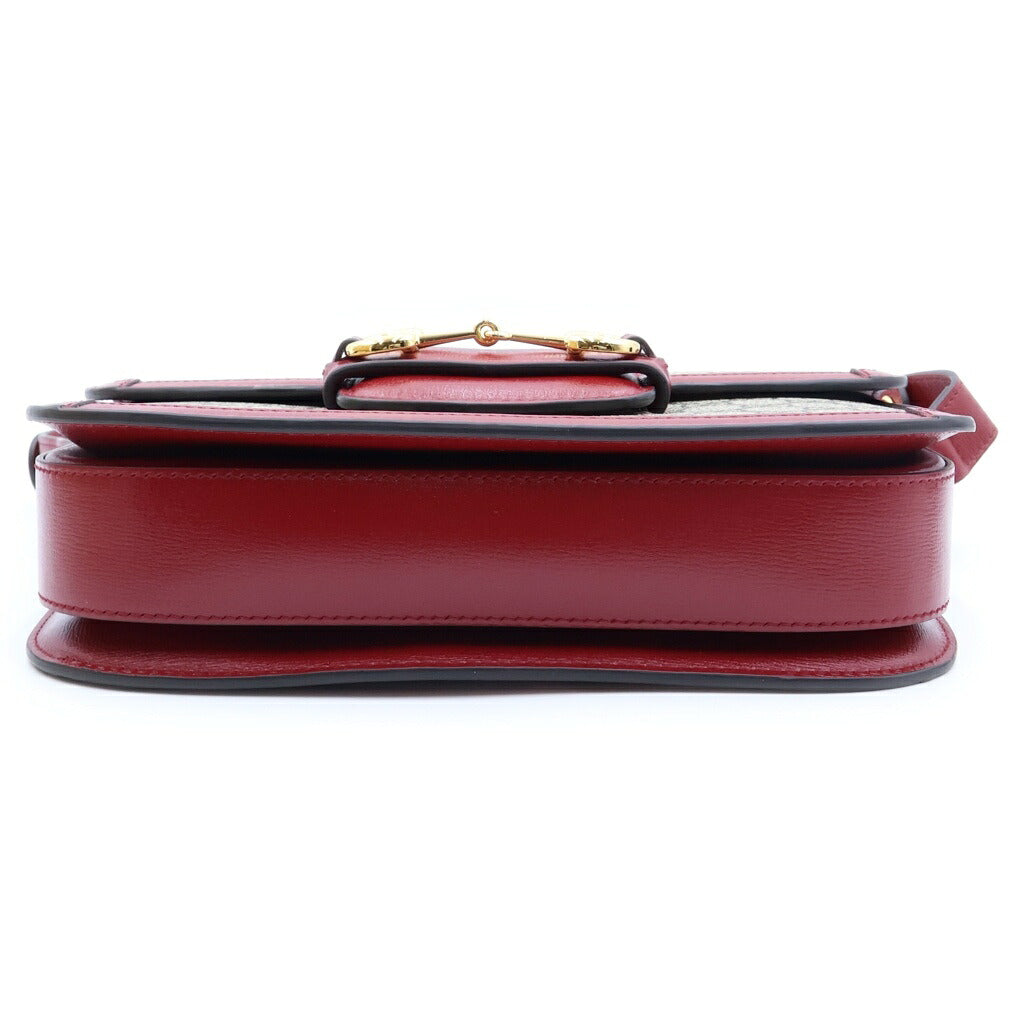 GUCCI(グッチ) GGスプリーム ホースビット 1955 2WAYハンドバッグ ショルダーバッグ ベージュ×レッド PVC×レザー 602204 ゴールド金具