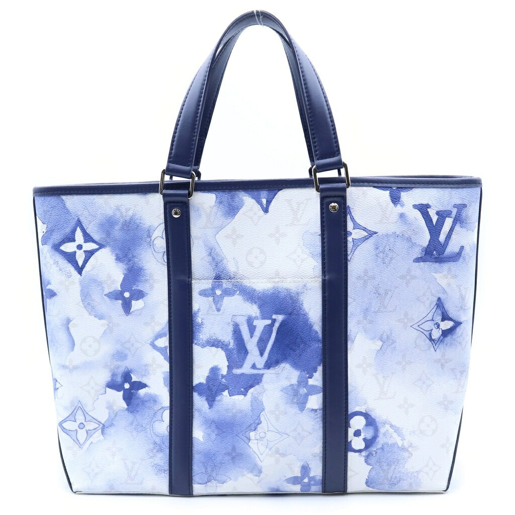 LOUIS VUITTON(ルイヴィトン) モノグラム・ウォーターカラー ウィークエンドトートPM ハンドバッグ トートバッグ ショルダーバッグ ブルー×ホワイト レザー×PVC M45756 シルバー金具