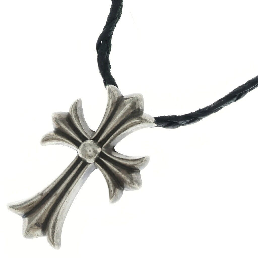 CHROME HEARTS(クロムハーツ) CH CRS SML CL スモールCHクロス クリンプト レザーブレイド ネックレス SV925 シルバー/ブラック BCA217