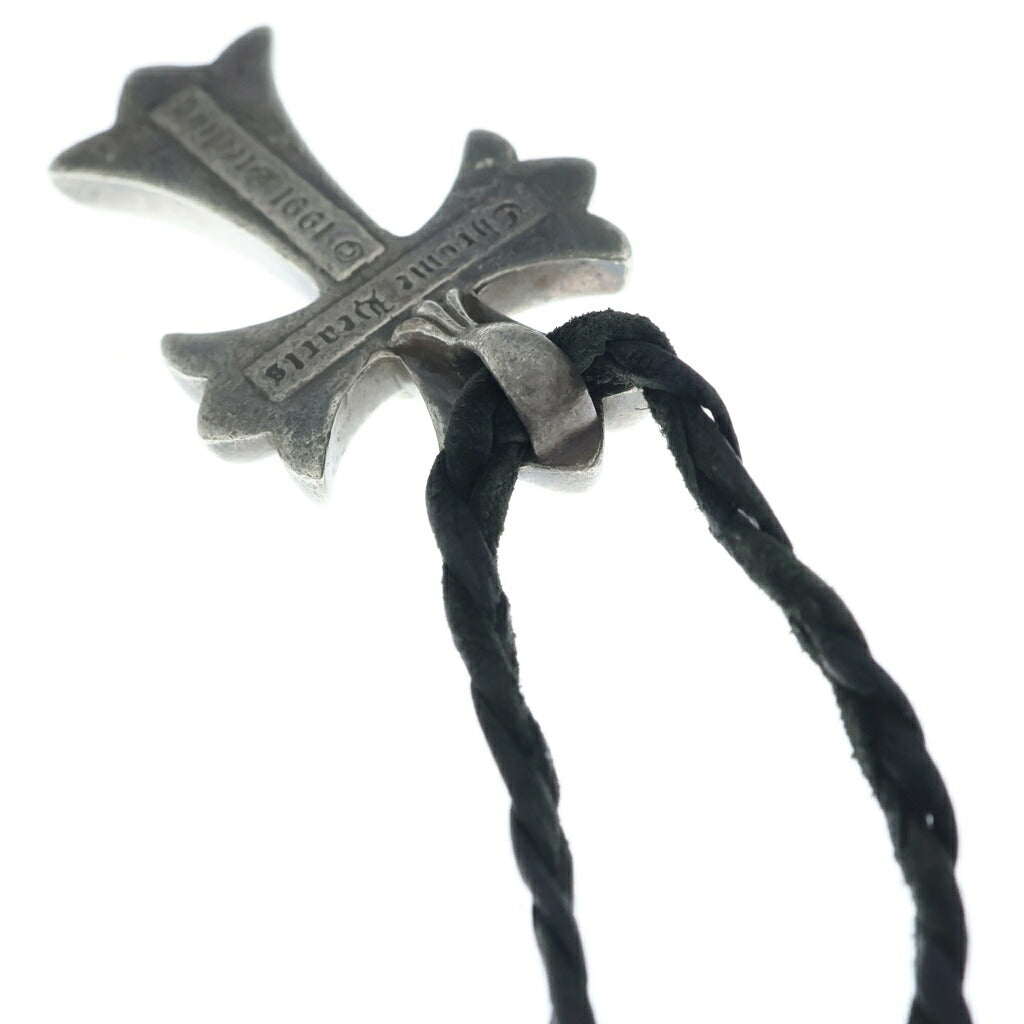 CHROME HEARTS(クロムハーツ) CH CRS SML CL スモールCHクロス クリンプト レザーブレイド ネックレス SV925 シルバー/ブラック BCA217