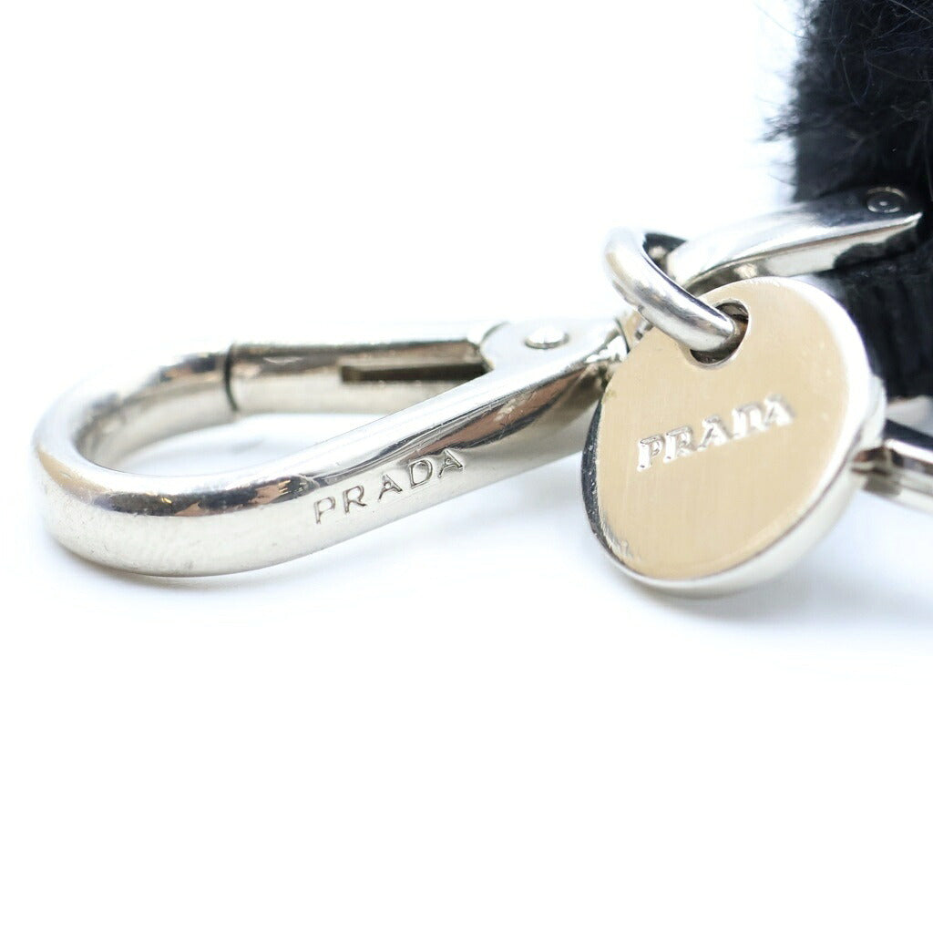 PRADA(プラダ) サフィアーノ スパイキッズ バッグチャーム キーリング キーホルダー シルバー