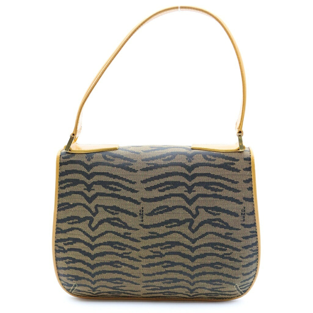 FENDI(フェンディ) タイガー ハンドバッグ ワンショルダーバッグ ベージュ×ブラック キャンバス×レザー