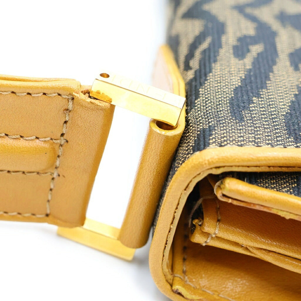 FENDI(フェンディ) タイガー ハンドバッグ ワンショルダーバッグ ベージュ×ブラック キャンバス×レザー