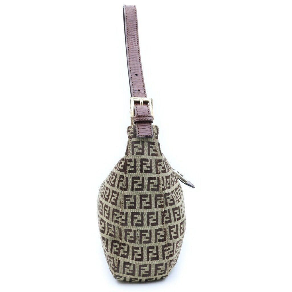FENDI(フェンディ) ズッキーノ柄 マンマバケット ワンショルダーバッグ ハンドバッグ ベージュ×ブラウン キャンバス×レザー 8BR036