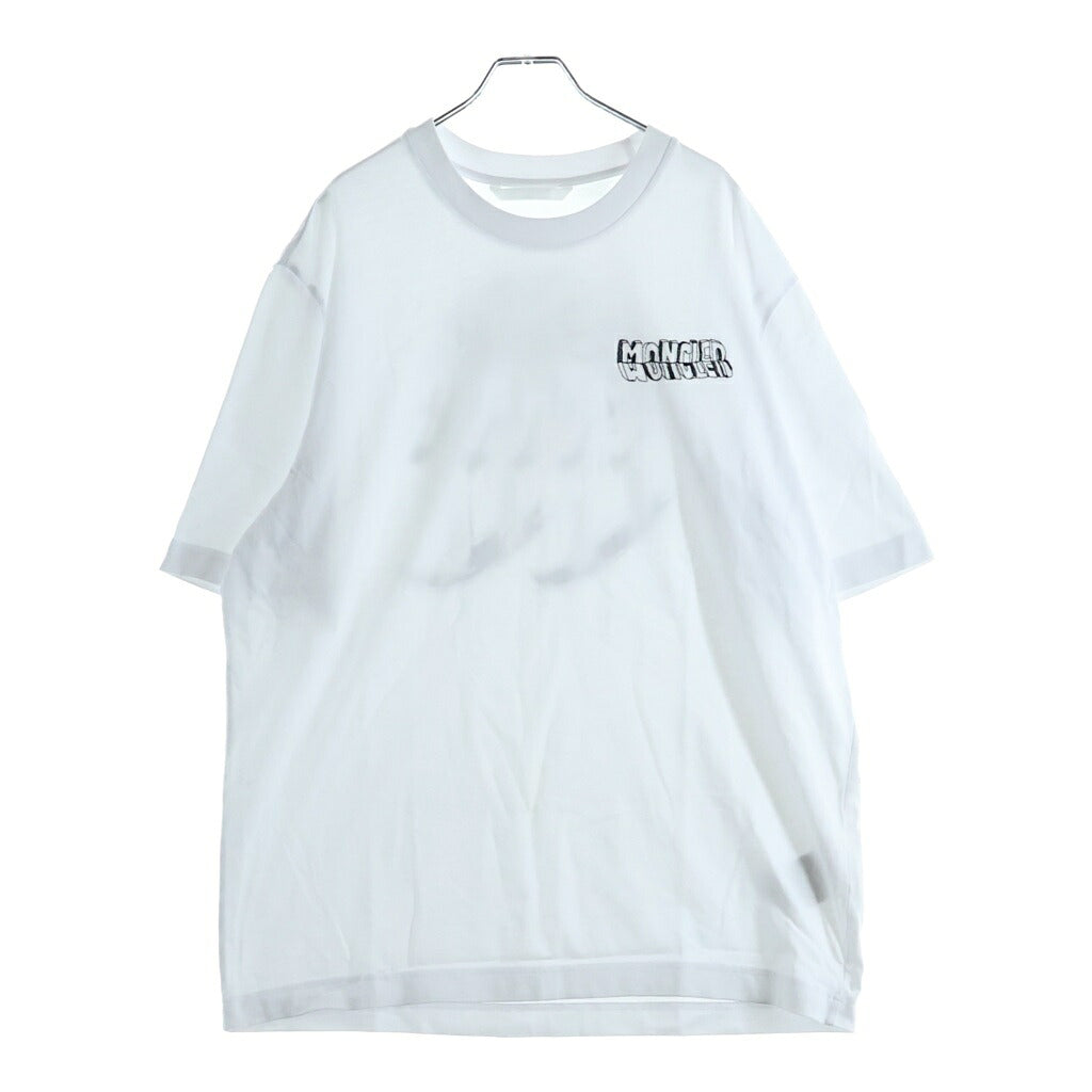 MONCLER(モンクレール) ロゴプリント 半袖カットソー Tシャツ コットン ホワイト L10918C00036