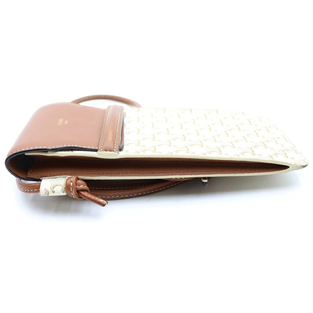 CELINE(セリーヌ) トリオンフ フォンポーチ ショルダーバッグ ブラウン×ホワイト PVC×レザー 10G332CQD.01TA