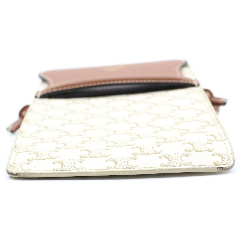 CELINE(セリーヌ) トリオンフ フォンポーチ ショルダーバッグ ブラウン×ホワイト PVC×レザー 10G332CQD.01TA