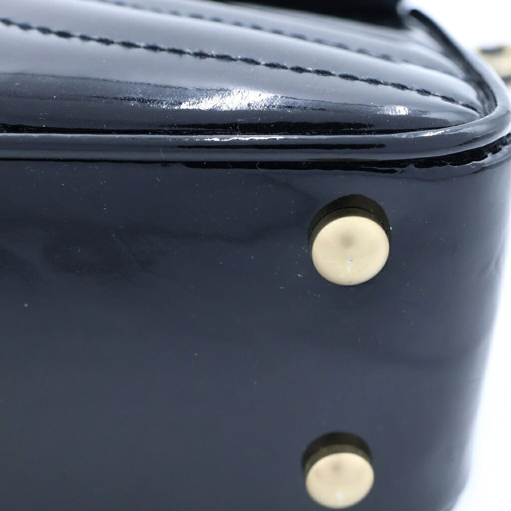 CHANEL(シャネル) Vステッチ チェーンショルダーバッグ ハンドバッグ ブラック パテントレザー ゴールド金具 シール有 8番台