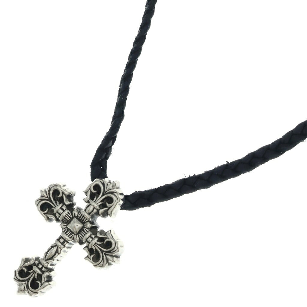 CHROME HEARTS(クロムハーツ) FILIG CROSS-XSM LB フィリグリークロスXS wレザーブレイド ネックレス SV925 シルバー