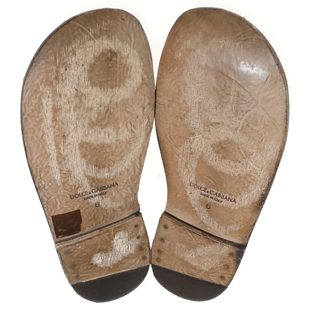 DOLCE & GABBANA(ドルチェアンドガッバーナ) グルカレザーサンダル ブラウン×ボルドー