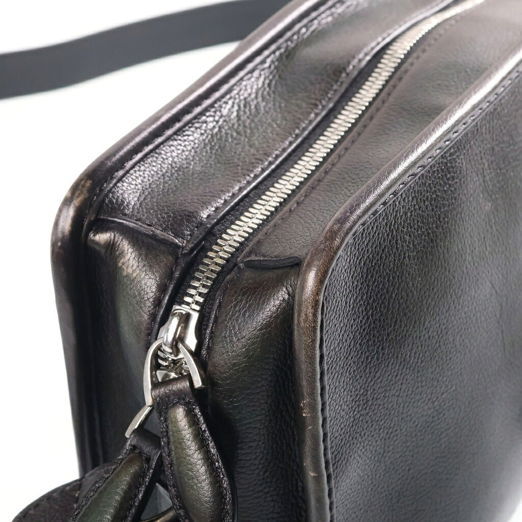 Berluti(ベルルッティ) ジュルナリエ スクリットレザー メッセンジャーバッグ ショルダーバッグ ブラック×グリーン レザー