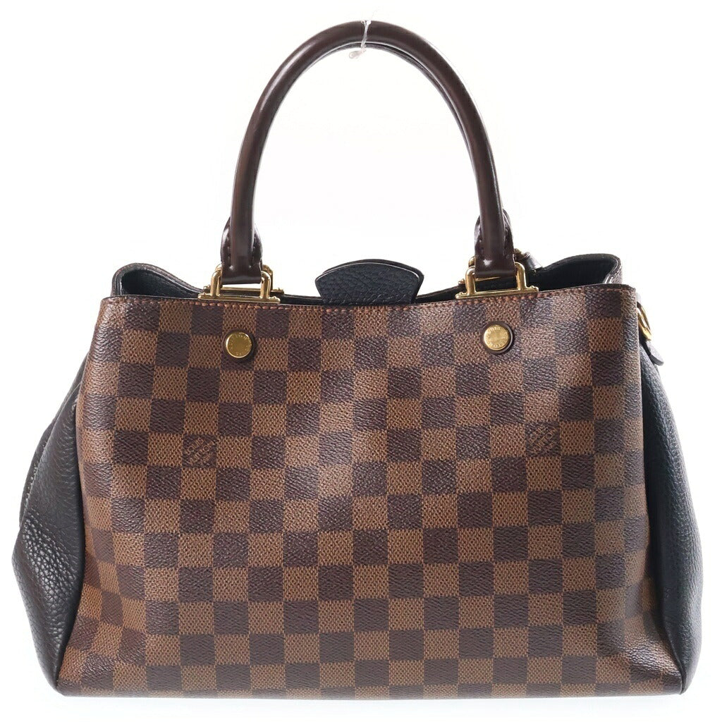 LOUIS VUITTON(ルイヴィトン) ダミエ ブリタニー 2WAYハンドバッグ ショルダーバッグ ブラック×ブラウン レザー×PVC N41673 ゴールド金具