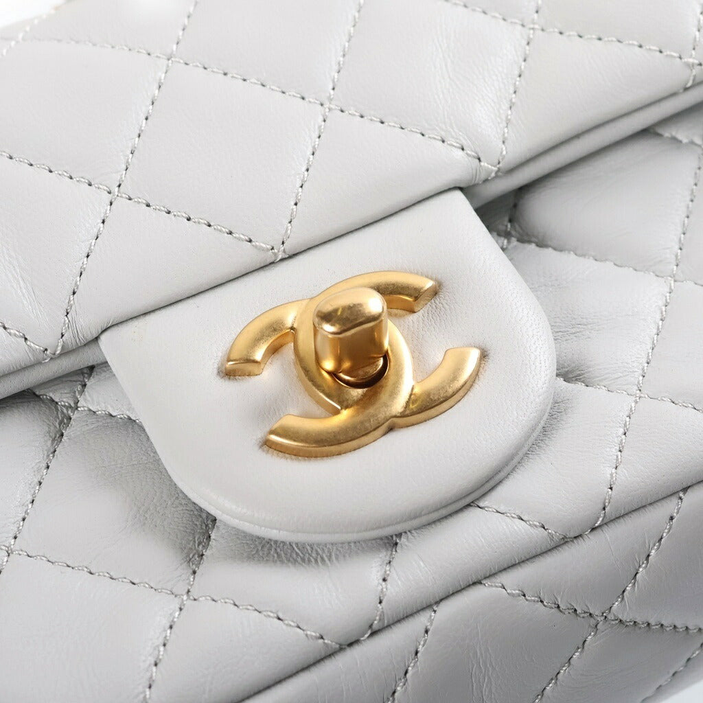 CHANEL(シャネル) ミニマトラッセ Sフラップ Sチェーンショルダーバッグ ミニバッグ ライトブルー ラムスキン プレートシリアル AS1787 ゴールド金具