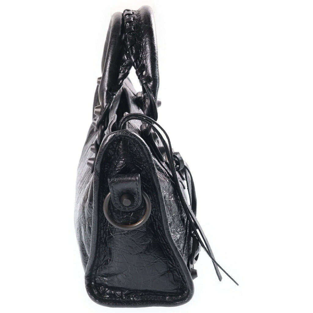 BALENCIAGA(バレンシアガ) ル シティ 2WAYハンドバッグ ショルダーバッグ ミニ ブラック レザー 806395 ブラック金具