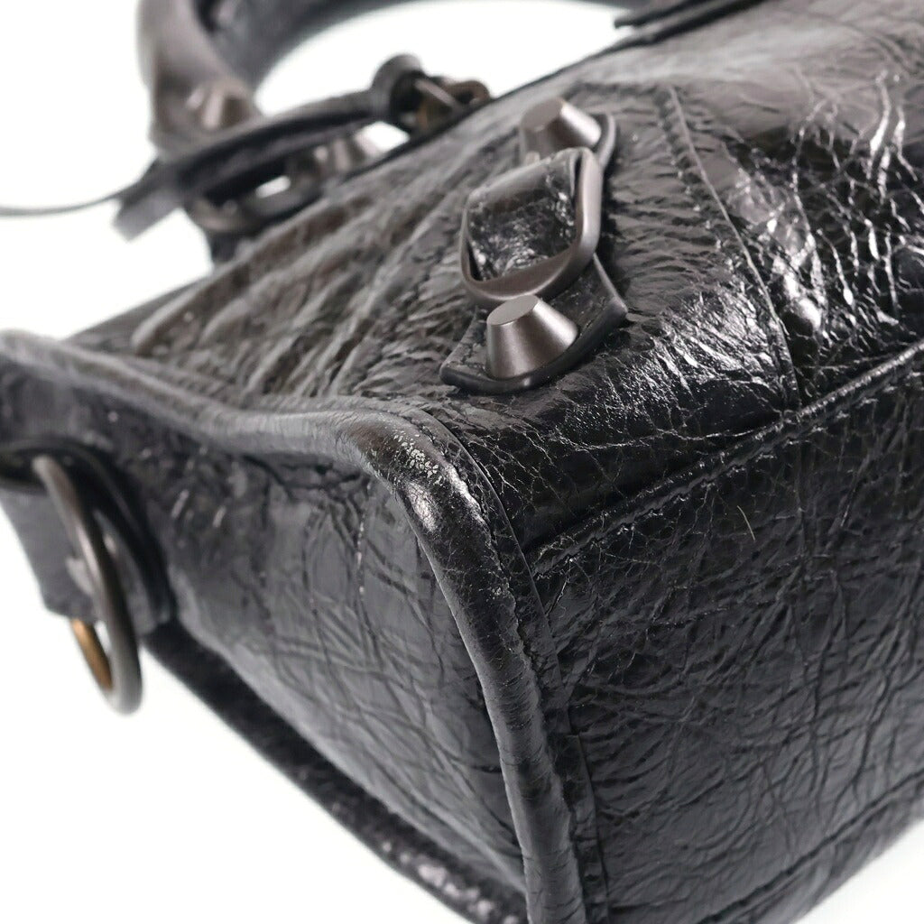 BALENCIAGA(バレンシアガ) ル シティ 2WAYハンドバッグ ショルダーバッグ ミニ ブラック レザー 806395 ブラック金具