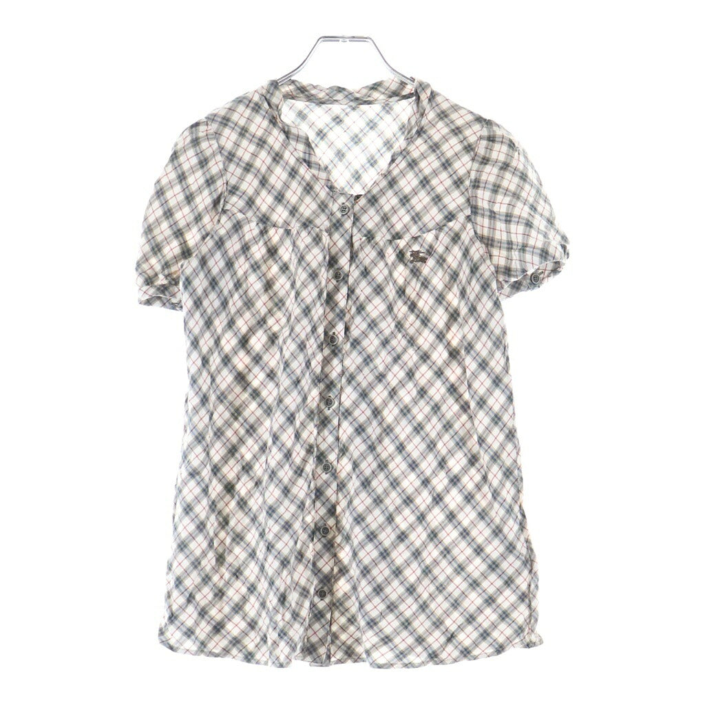 BURBERRY BLUE LABEL(バーバリーブルーレーベル) ブラウス 半袖 トップス リボンタイ ノバチェック コットン マルチカラー E1M14-415-02