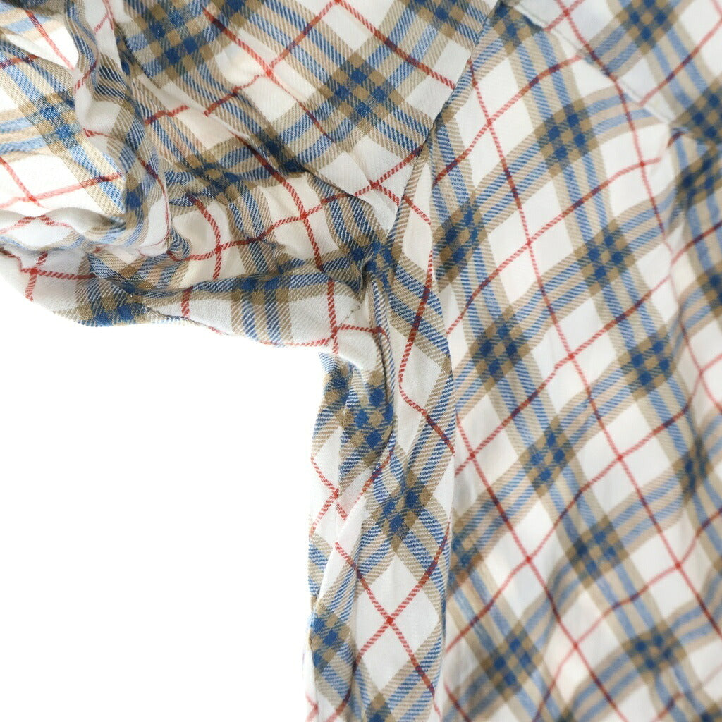 BURBERRY BLUE LABEL(バーバリーブルーレーベル) ブラウス 半袖 トップス リボンタイ ノバチェック コットン マルチカラー E1M14-415-02