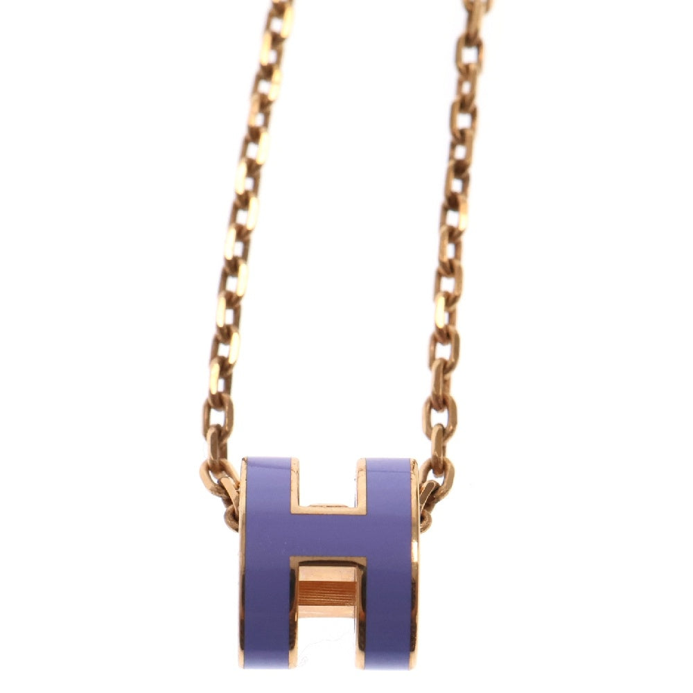 HERMES(エルメス) ポップアッシュミニ ネックレス GP リラ ピンクゴールド×パープル ペンダント アクセサリー