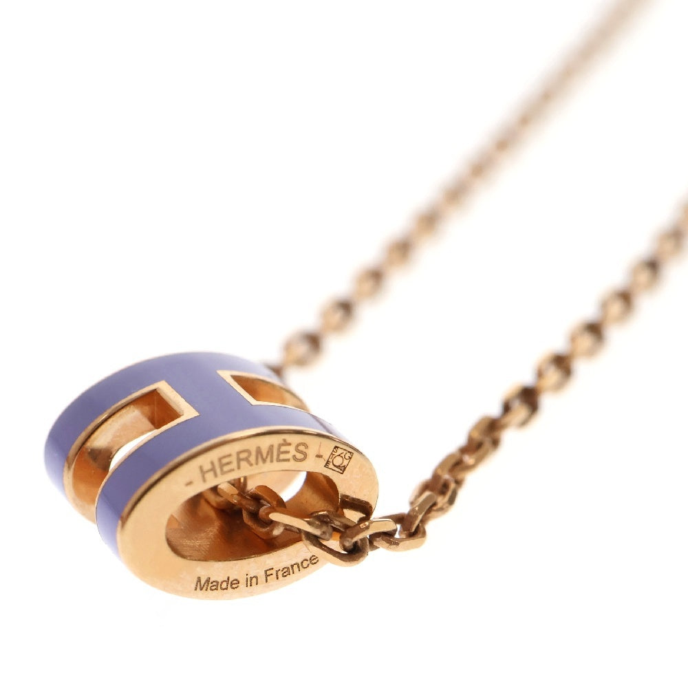 HERMES(エルメス) ポップアッシュミニ ネックレス GP リラ ピンクゴールド×パープル ペンダント アクセサリー