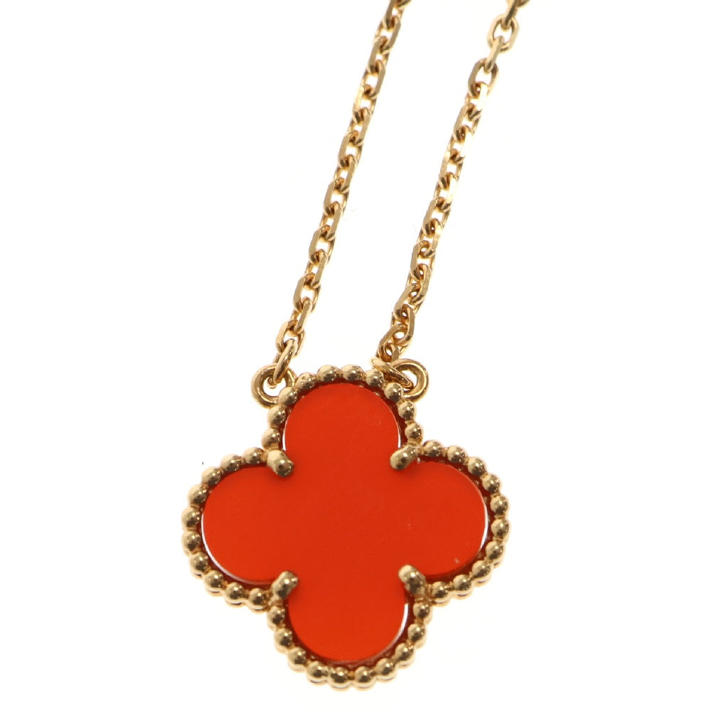 Van Cleef & Arpels(ヴァンクリーフアンドアーペル) ヴィンテージアルハンブラ カーネリアン ネックレス Au750 YG イエローゴールド ジュエリー VCARD38500