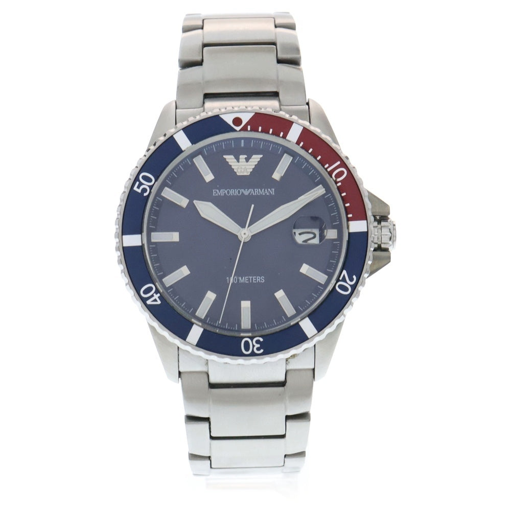 EMPORIO ARMANI(エンポリオアルマーニ) ダイバーコレクション 青文字盤 クォーツウォッチ 腕時計 シルバー/ブルー AR11339