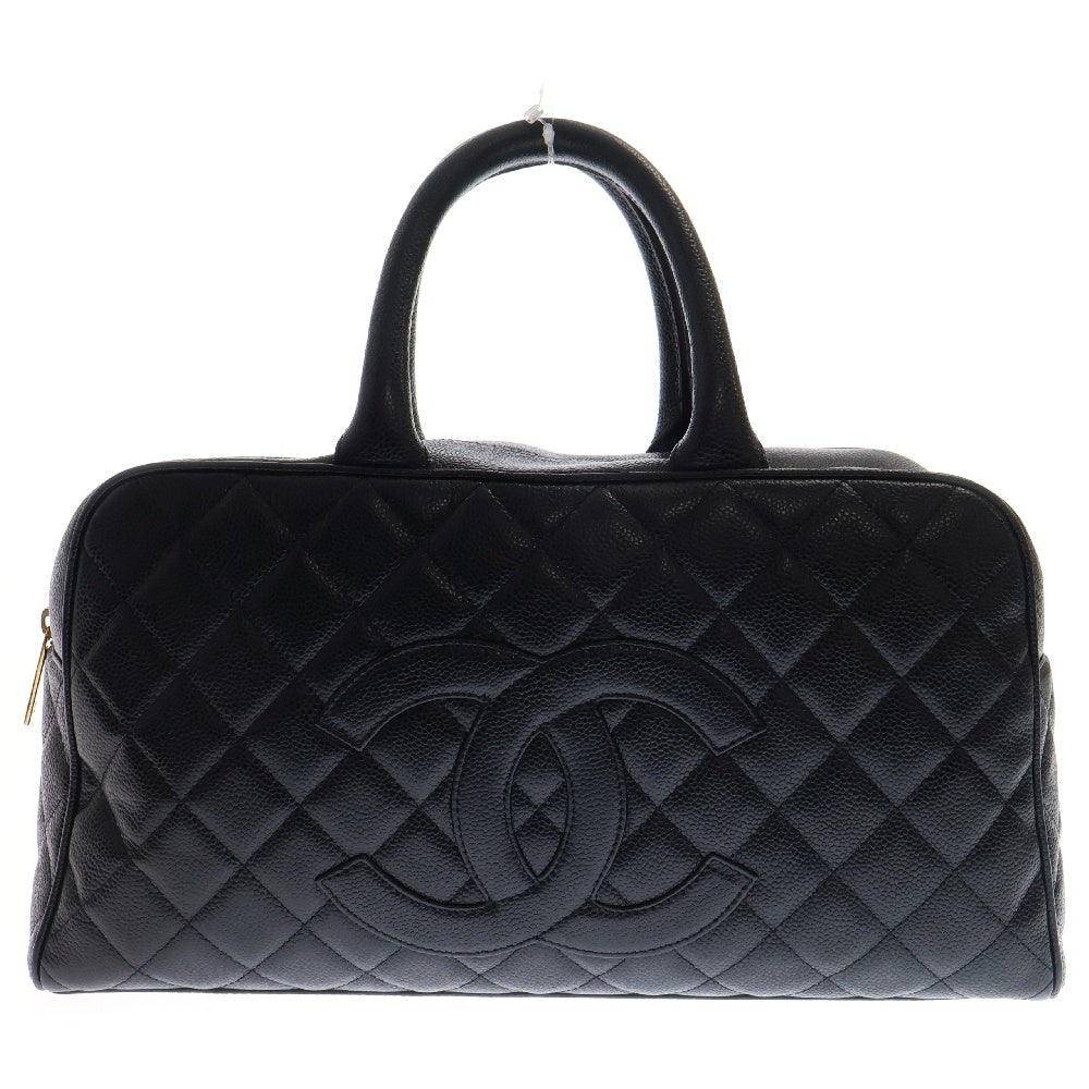CHANEL(シャネル) ココマークマトラッセ キャビアスキン ミニボストンバッグ ブラック