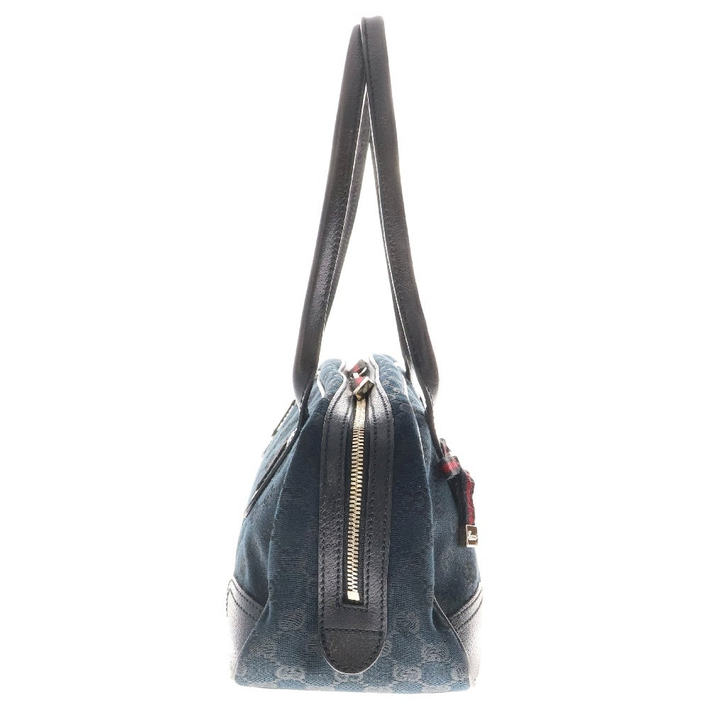 GUCCI(グッチ) GGキャンパス シェリーライン リボン付 プリンシーハンドバッグ ブラック レディース 161720