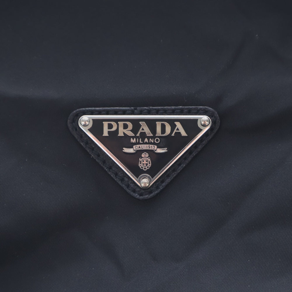 PRADA(プラダ) トライアングルロゴ ファスナー切り替え ナイロン レザーミニボストンバッグ ブラック
