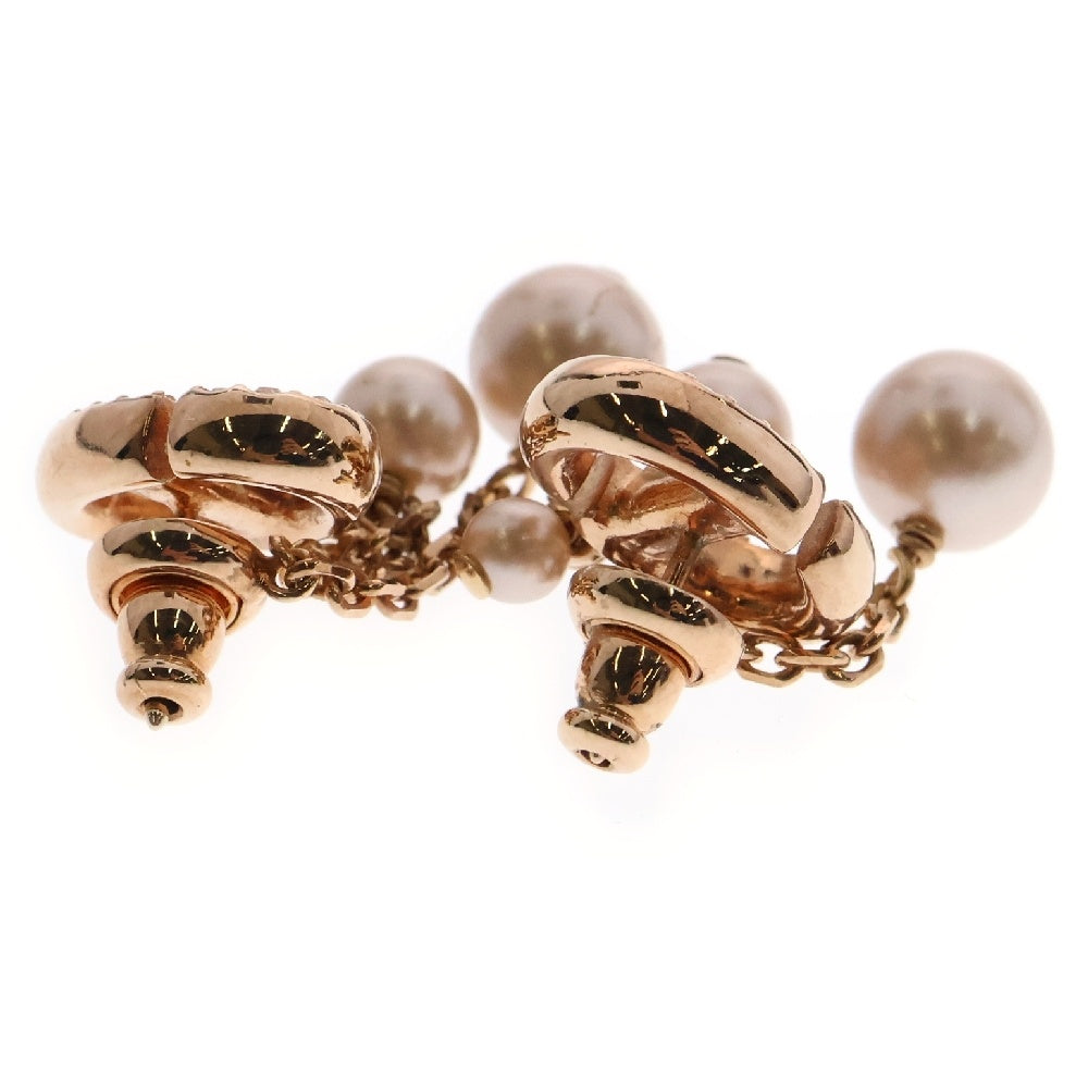 Christian Dior(クリスチャンディオール) CDロゴ パール ラインストーン ピアス GP ローズゴールド金具 アクセサリー