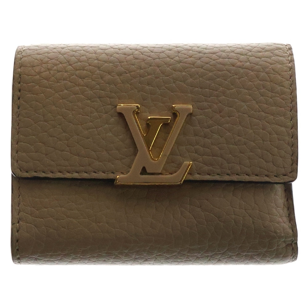 LOUIS VUITTON(ルイヴィトン) カプシーヌ ポルトフォイユ XS ベージュ レザー 小銭入れ 三つ折り財布 RFID M62159
