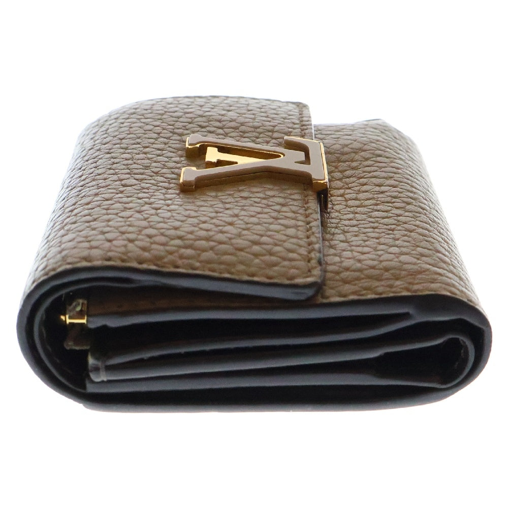 LOUIS VUITTON(ルイヴィトン) カプシーヌ ポルトフォイユ XS ベージュ レザー 小銭入れ 三つ折り財布 RFID M62159