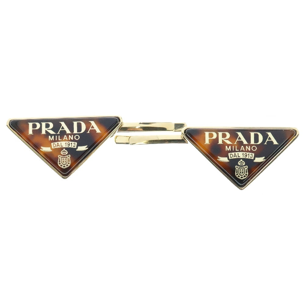 PRADA(プラダ) メタル バレッタ ヘアピン プレックス ゴールド×ブラウン メタル 1IF169