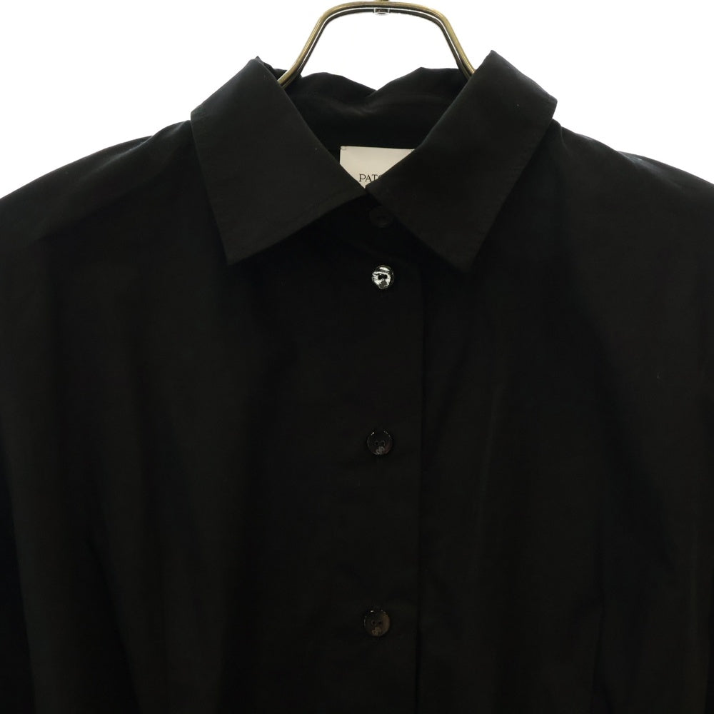 PATOU(パトゥー) Ruffle mini shirt dress ベルト付 フリル ミニシャツドレス ブラック レディース DR1360017999B