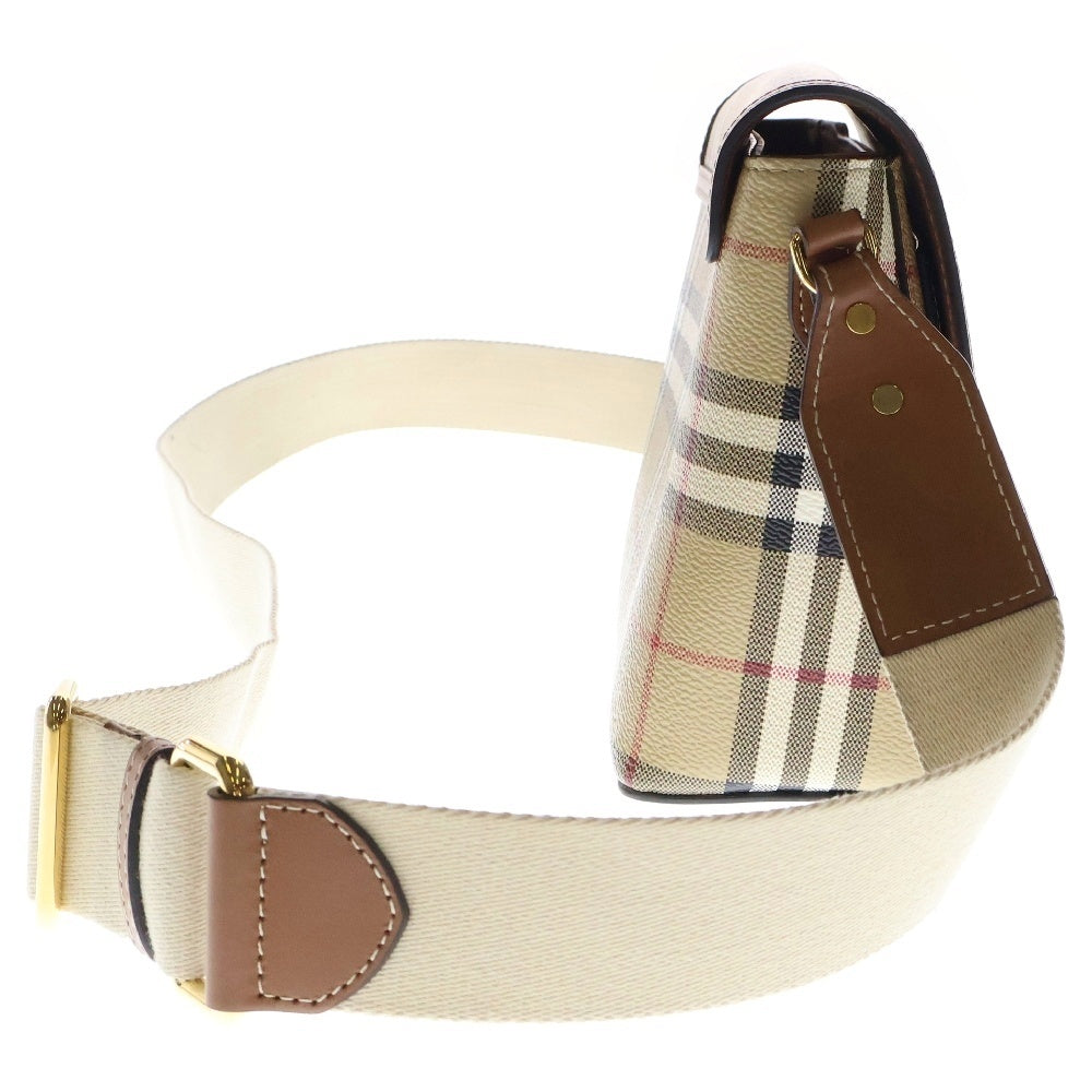BURBERRY(バーバリー) ノヴァチェック ショルダーバッグ ブラウン ベージュ ゴールド金具 レザー 8066226