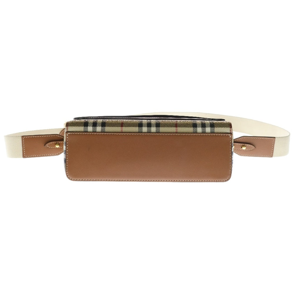 BURBERRY(バーバリー) ノヴァチェック ショルダーバッグ ブラウン ベージュ ゴールド金具 レザー 8066226