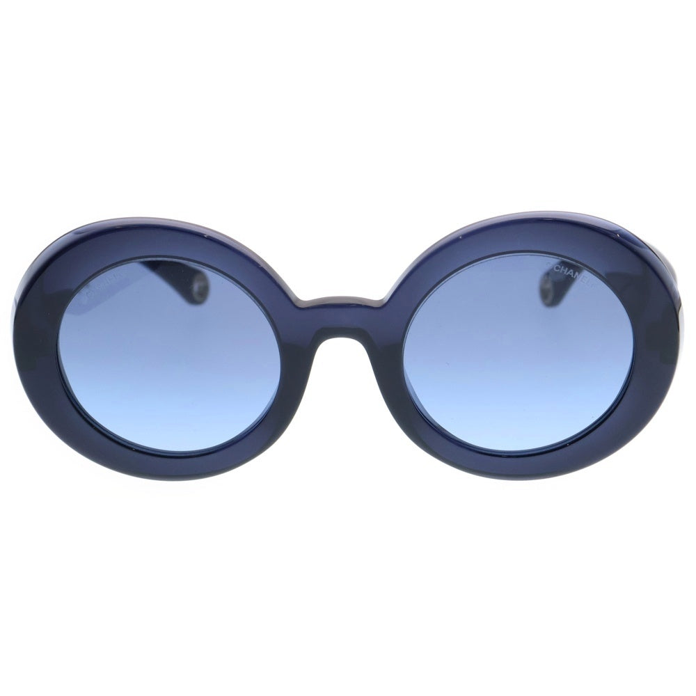 CHANEL(シャネル) ココマーク ラウンドシェープ パールチェーン サングラス メガネ ブラック×ブルー 5489-A
