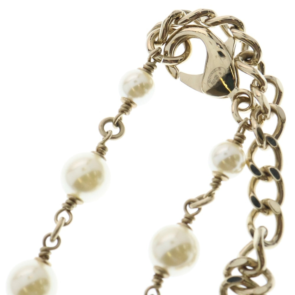 CHANEL(シャネル) ココマーク フェイクパール×ラインストーン ネックレス ハートモチーフ ペンダント ゴールド金具 B22B